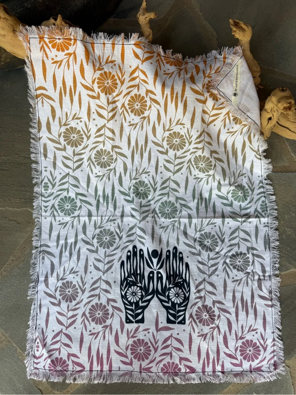 New🌟Anthropologie-Floral Fringe Dish Towel  in Multicolor Ombre
